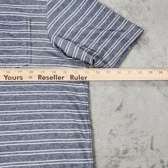 Criquet Polo Shirt Mens Large Blue White Striped Pocket Golf Casual Comfort - Picture 7 of 10